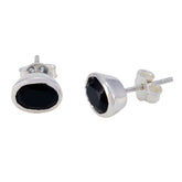 Aiko Black Solitaire Stud Earrings for Everyday Wear